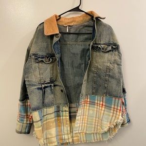 Free People jean jacket with flannel. Size XS/S but can also fit medium.